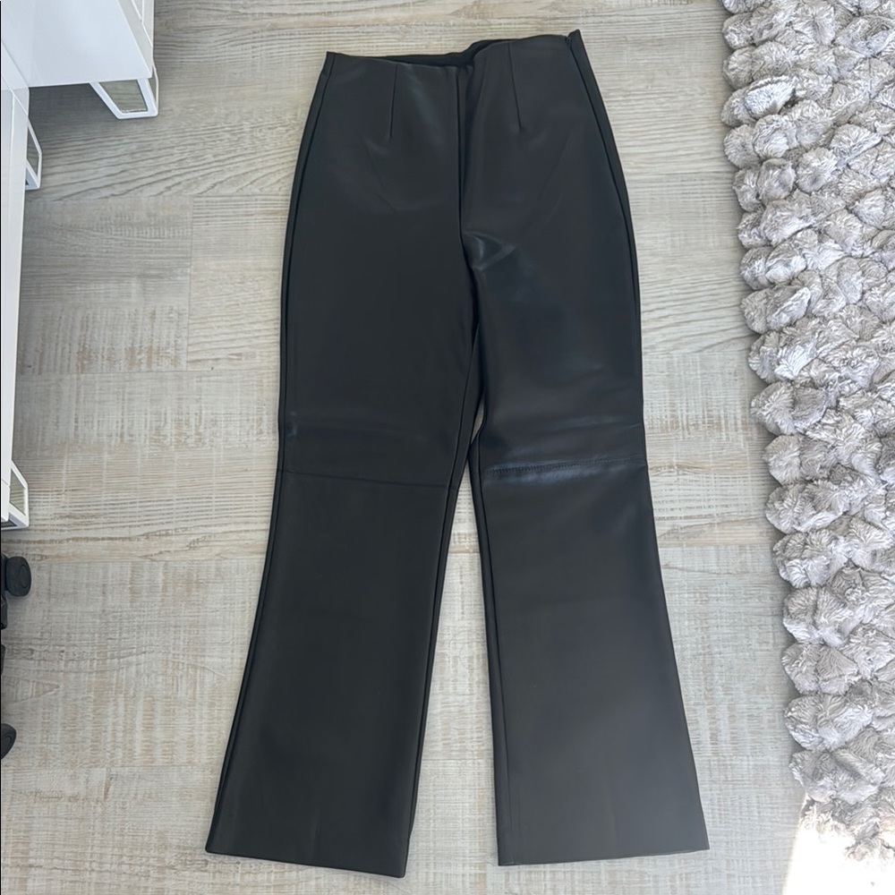 Black Faux Leather Flare Pants